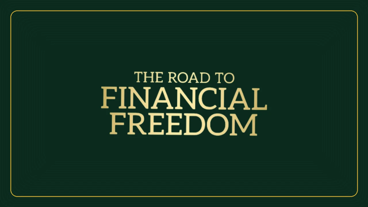 The Road to Financial Freedom logo on a hunter green background